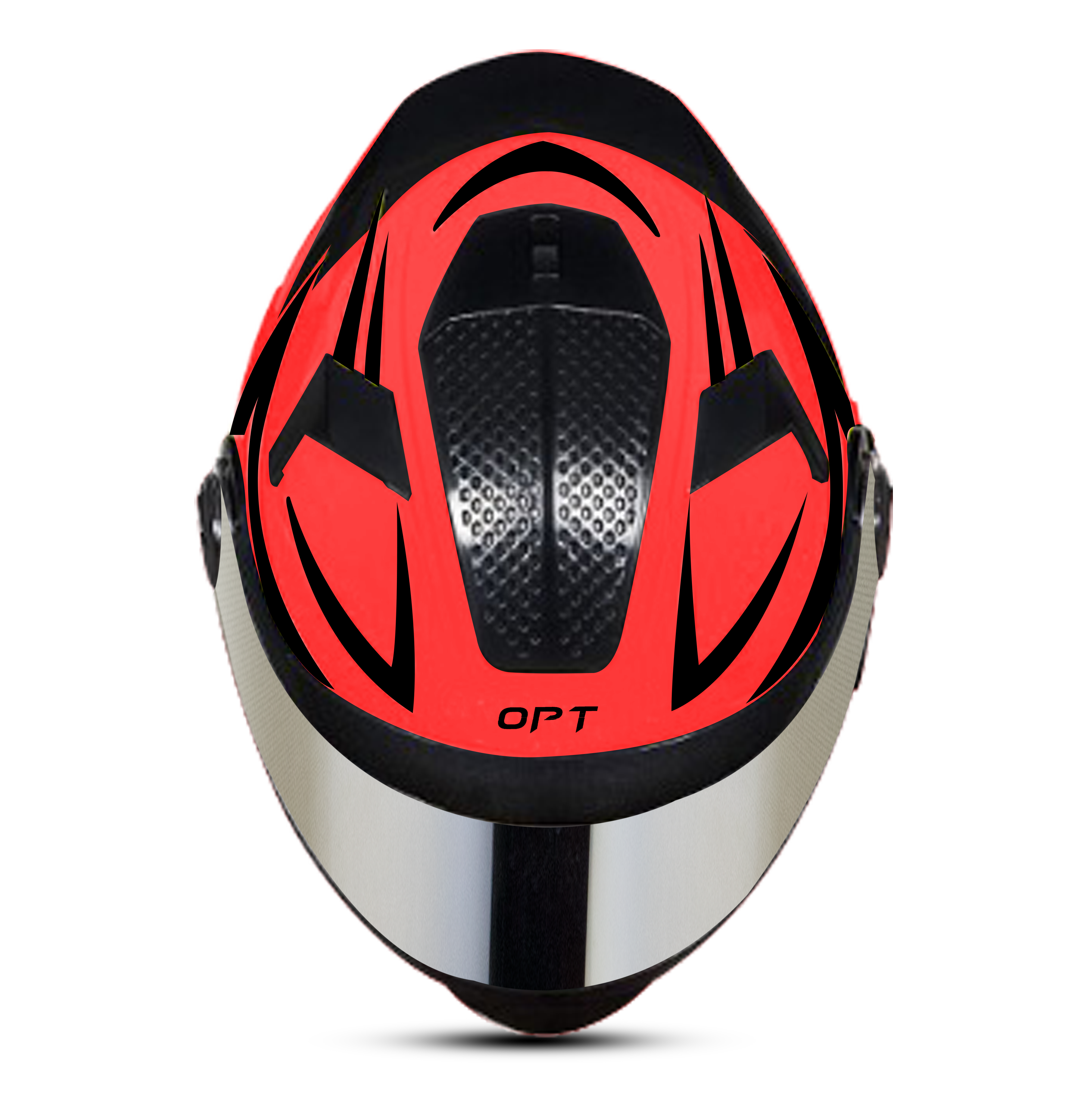 Steelbird 7Wings Robot Opt ISI Certified Full Face Helmet With Night Reflective Graphics (Glossy Fluo Watermelon Black With Chrome Silver Visor)